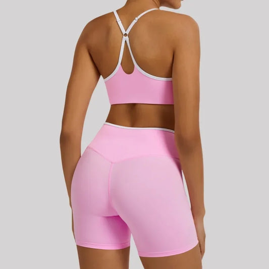 Cralom Seamless Yoga Set: Nude Feel Butt-Lifting Shorts & Sexy Beautiful Back Sports Bra