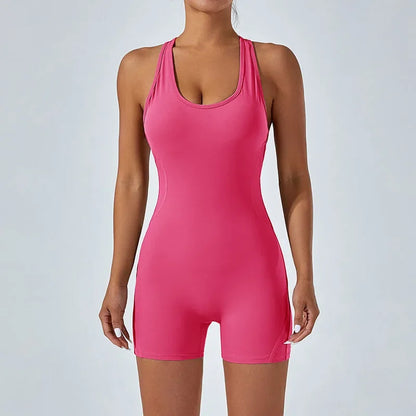 Cralom Beauty Back Sports Jumpsuit: Tight-Fit Yoga Set for Women, Hip Lifting & Backless.