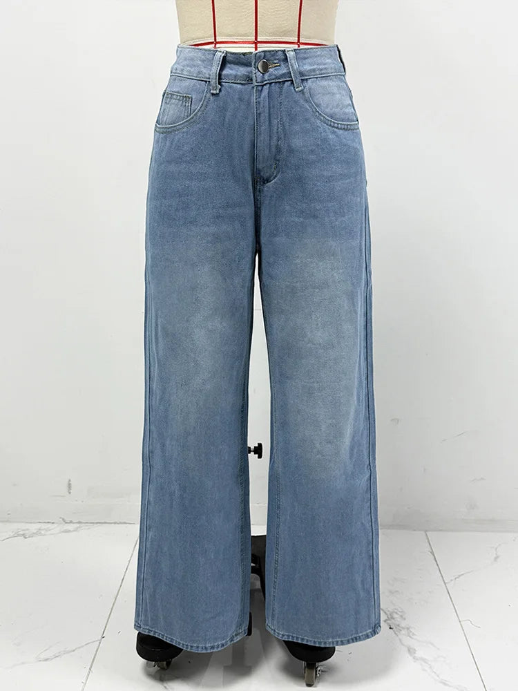 Cralom High Waist Wide Leg Jeans - Vintage Y2K Style