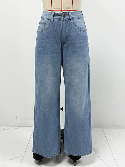 Cralom High Waist Wide Leg Jeans - Vintage Y2K Style