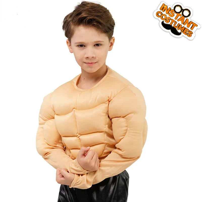 Cralom Boy's Fake Ab Muscle Muscle Tee