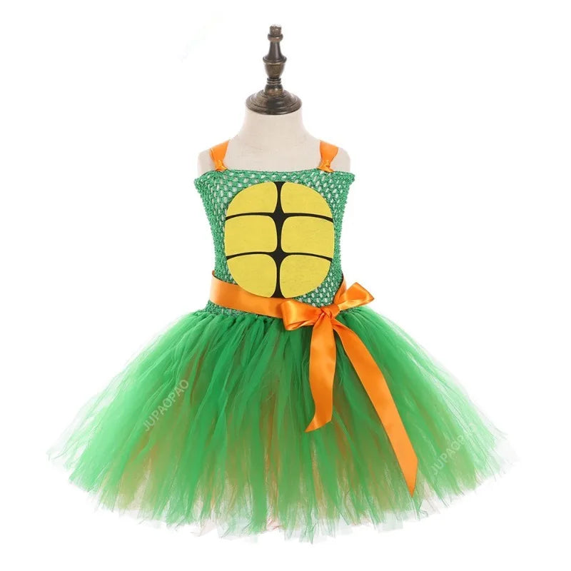 Cralom Green Turtle Tutu Dress - Carnival Cosplay Outfit for Girls