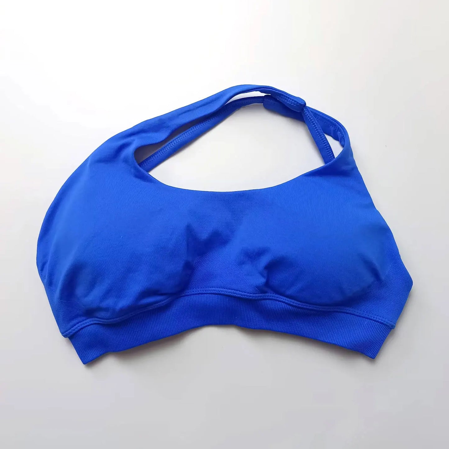 Cralom Asymmetric High Support Halter Sports Bra for Women - Backless Fitness Activewear