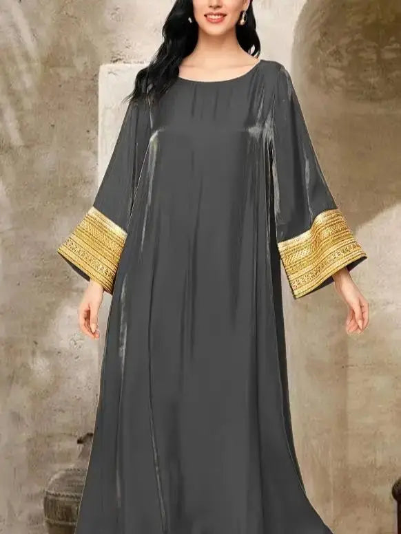 Satin Maxi Abaya Long Dubai Luxury 2024 Kaftan Dress by Cralom
