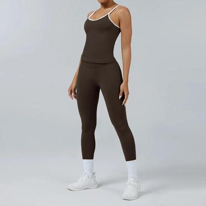 Cralom Yoga Set: Backless Sports Vest & Quick-Dry Leggings for Gym & Pilates