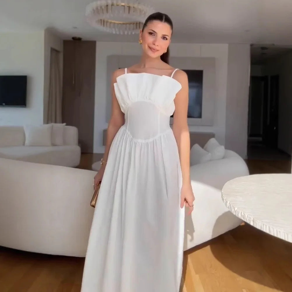 Cralom Ruffle Edge Strapless Dress Summer 2025 Slim Fit