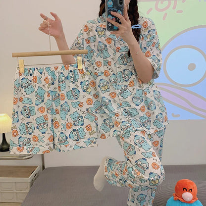 Cralom Hangyodon Pajama Set for Women: Loose, Casual, 3-Piece Loungewear Collection