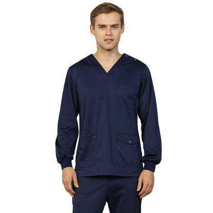 Cralom Men's Scrub Set for Dentist Nursing, Long Sleeve Workwear Uniform