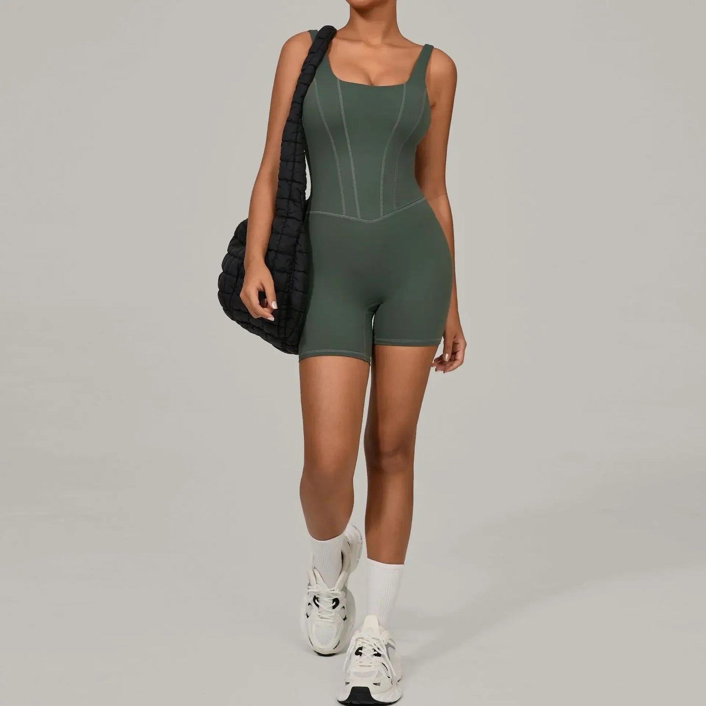 Cralom Seamless Yoga Jumpsuit with Adjustable Straps for Fitness & Workout