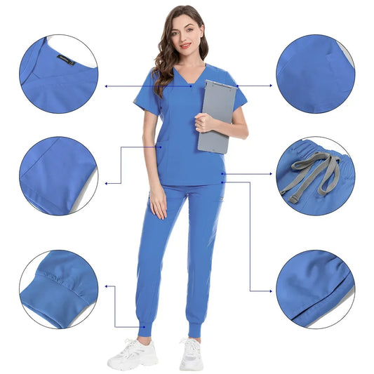 Cralom Slim Fit Medical Scrubs Set for Nursing, Surgery, Dental - Women's Professional Uniform