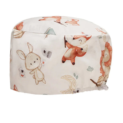 Cralom Cartoon Animals Unisex Surgical Scrub Caps for Medical Professionals