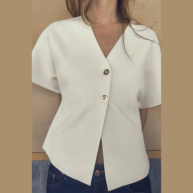 Cralom Knitted V-neck Sleeveless Vest for Women - Summer/Autumn Collection
