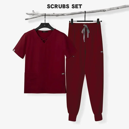 Cralom Pet Shop Medical Scrubs Set for Women with Short Sleeves