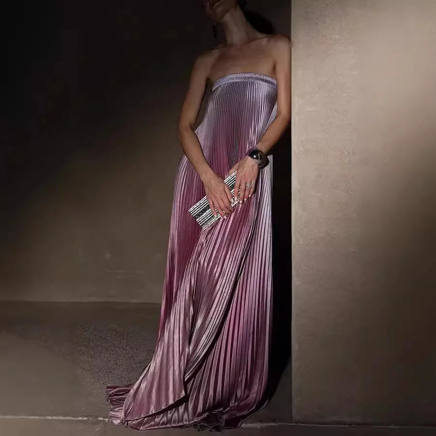 Cralom Elegant Off Shoulder Gradient Long Evening Dress Women's Fashion Gown