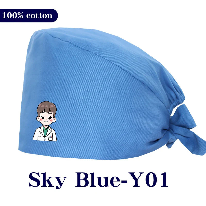 Cralom Cartoon Printed Surgical Scrub Caps for Medical & Pet Grooming Pros