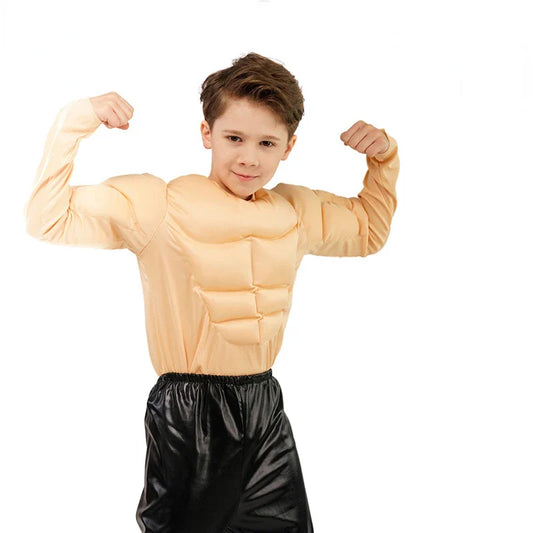 Cralom Boy's Fake Ab Muscle Muscle Tee