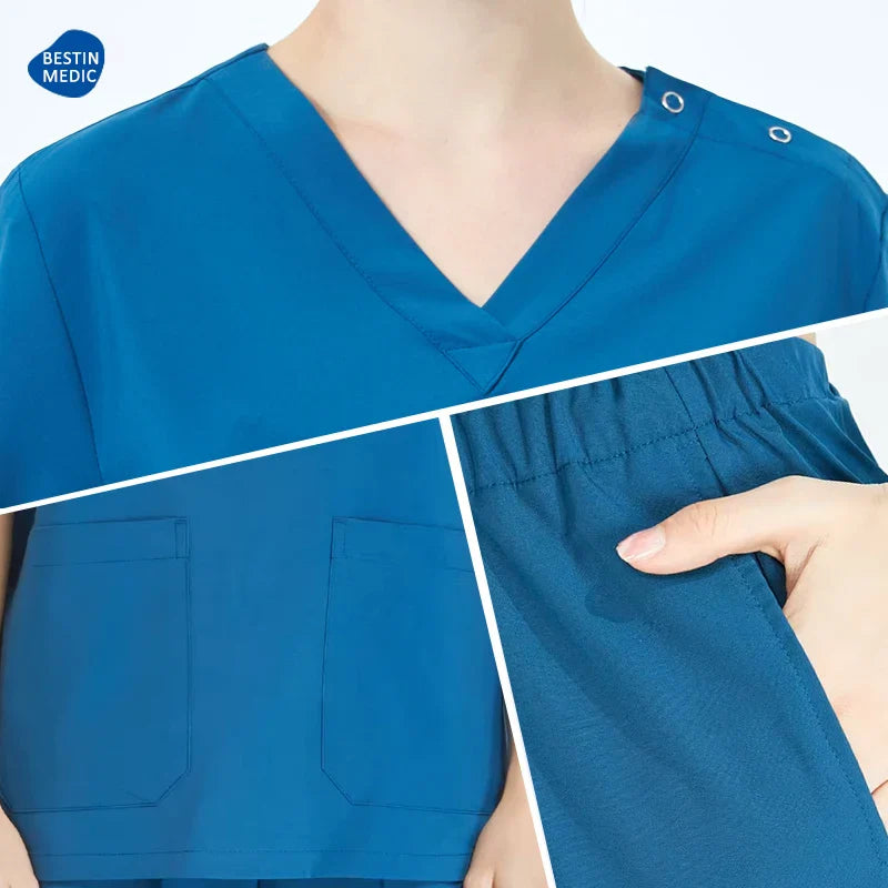 Cralom Unisex Scrub Top & Drawstring Pant Set for Medical, Beauty & Spa