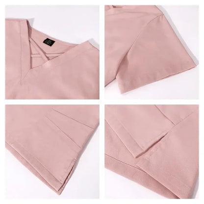 Cralom Pet Shop Medical Scrubs Set for Women with Short Sleeves