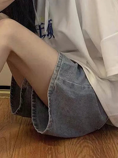 Cralom Sweet Washed Wide Leg High Waist Jeans - Y2K Style
