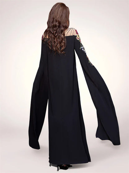 Cralom Luxe Black Abaya Kaftan for Stylish Muslim Women