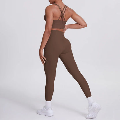 Cralom Seamless Yoga Set: Cross-Back Bra & Booty-Lifting Leggings