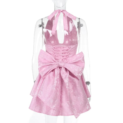 Cralom Jacquard Slim Fit Bow Dress: Women's Sexy Summer 2025 Temple