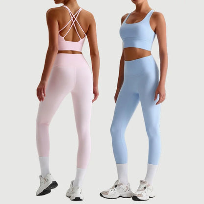 Cralom Seamless Yoga Set: Backless Sports Bra & Booty-Lifting Leggings