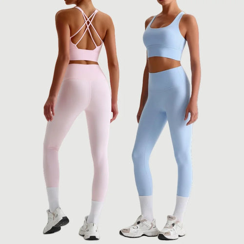 Cralom Seamless Yoga Set: Backless Sports Bra & Booty-Lifting Leggings
