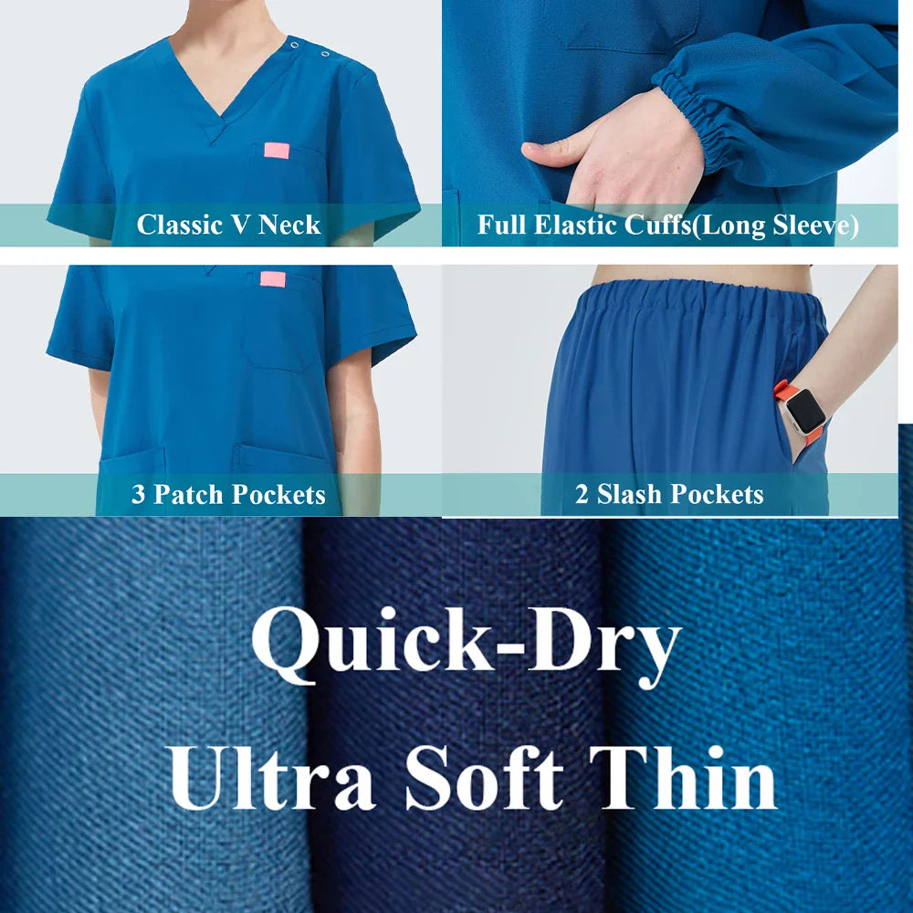 Cralom Stretch Quick-Dry Scrub Set - Premium Medical Professionals Uniform