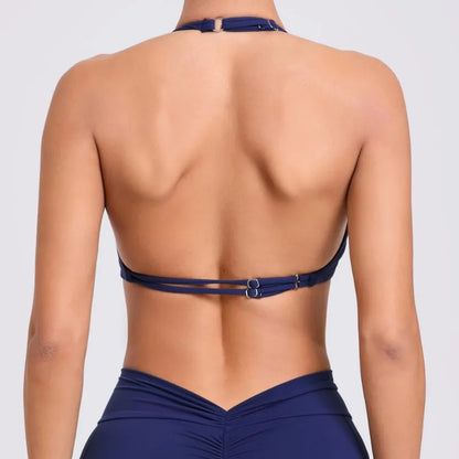 Adjustable Yoga Sports Bra for Women by Cralom: Halter Cross-Back Workout Top