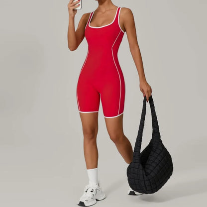 Cralom Summer Gym Romper: Hollow Open Back Jumpsuit for Yoga, Dance, & Workout