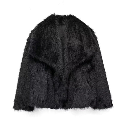 Cralom Lapel Patchwork Button Jacket - Solid Stylish Coat for Women