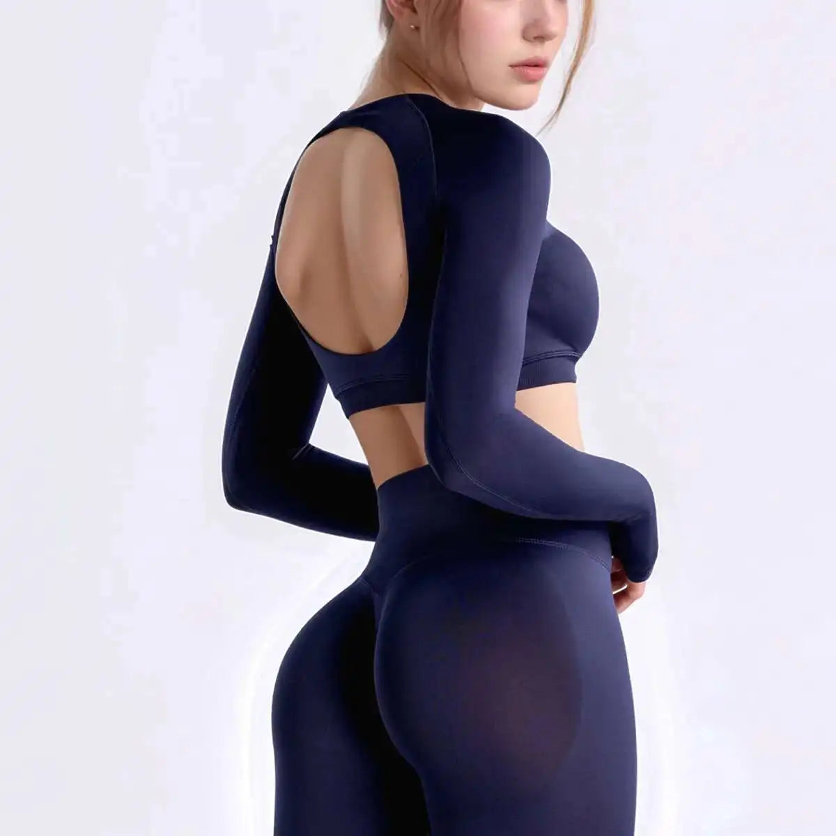 Cralom Dynamic Long Sleeve Crop Top for Women - Yoga Gym Workout Sportswear