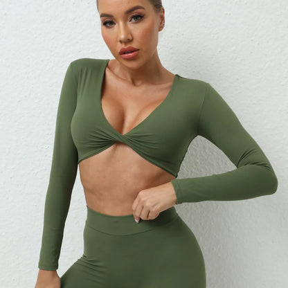 Cralom Seamless Long Sleeve Yoga Top for Women | Naked Feel Fitness Tee