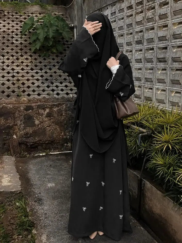 Cralom Butterfly Bow Abaya Kaftan Dress - Stylish Islamic Robe
