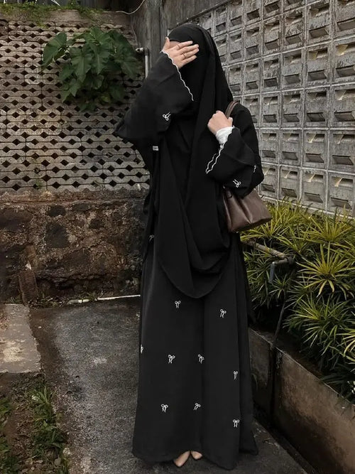 Cralom Butterfly Bow Abaya Kaftan Dress - Stylish Islamic Robe