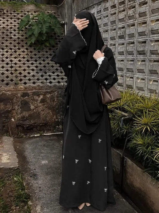 Cralom Butterfly Bow Abaya Kaftan Dress - Stylish Islamic Robe