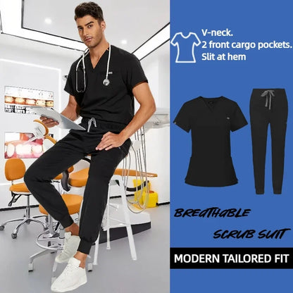 Cralom Unisex Stretch Scrub Sets: Professional Healthcare Nursing Uniforms