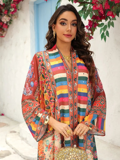 Cralom Bohemian Printed Abaya Kaftan Dress by Cralom