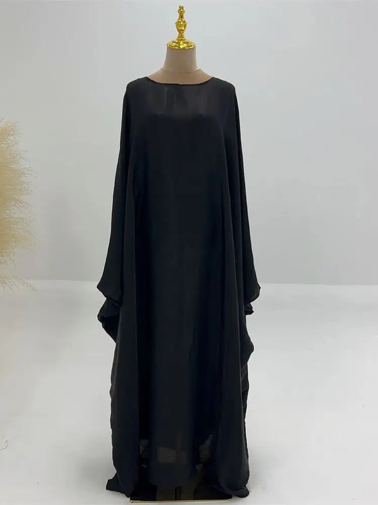 Helynys Butterfly Satin Maxi Abaya - Luxurious Dubai Kaftan Dress
