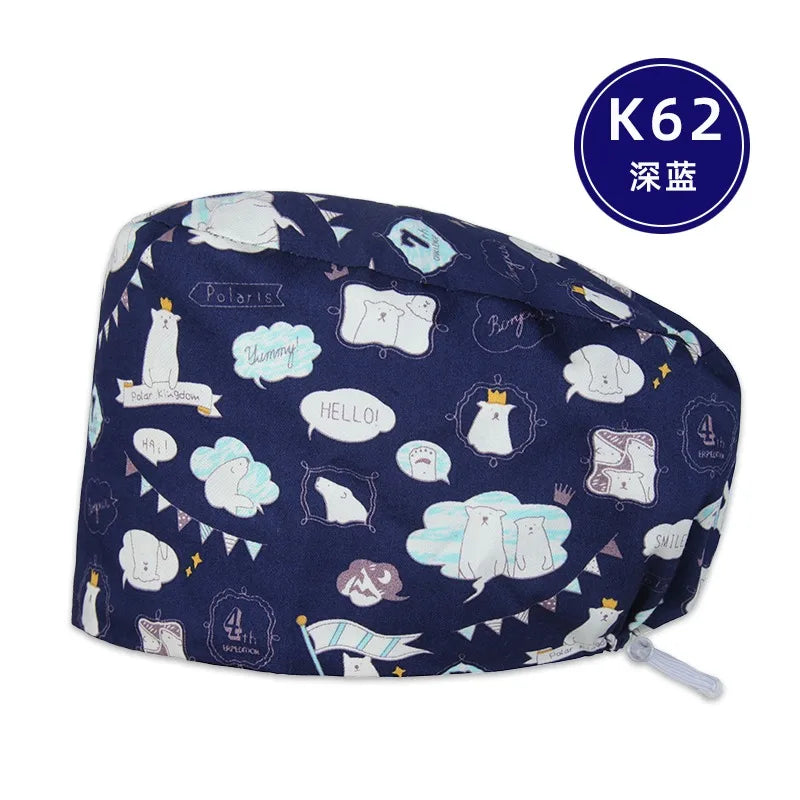 Cralom Women's Cat Print Doctor Hat for Pediatrics & Veterinary Clinics