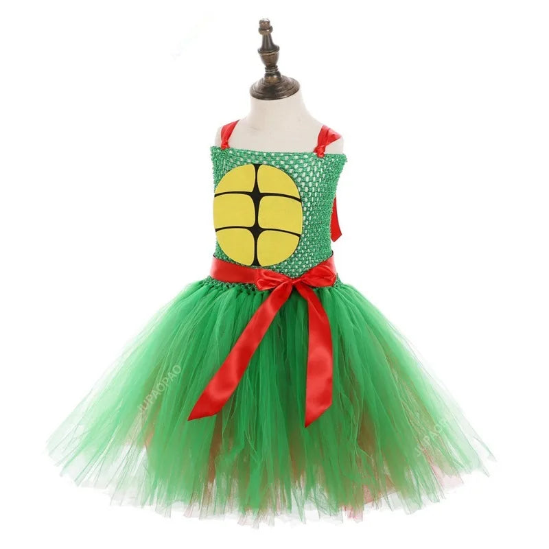 Cralom Green Turtle Tutu Dress - Carnival Cosplay Outfit for Girls