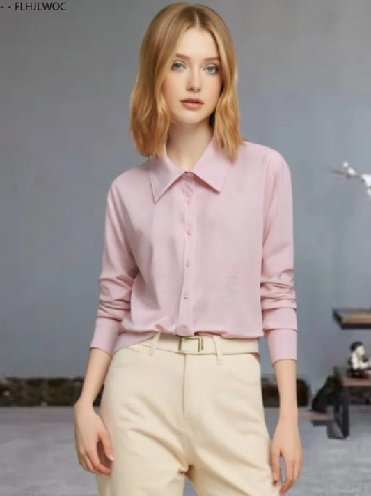 Cralom White Shirt Women Long Sleeve Button Blouse French Design
