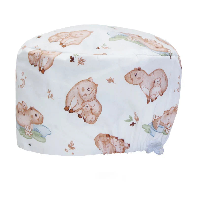 Cralom Cartoon Animals Unisex Surgical Scrub Caps for Medical Professionals