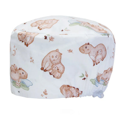 Cralom Cartoon Animals Unisex Surgical Scrub Caps for Medical Professionals