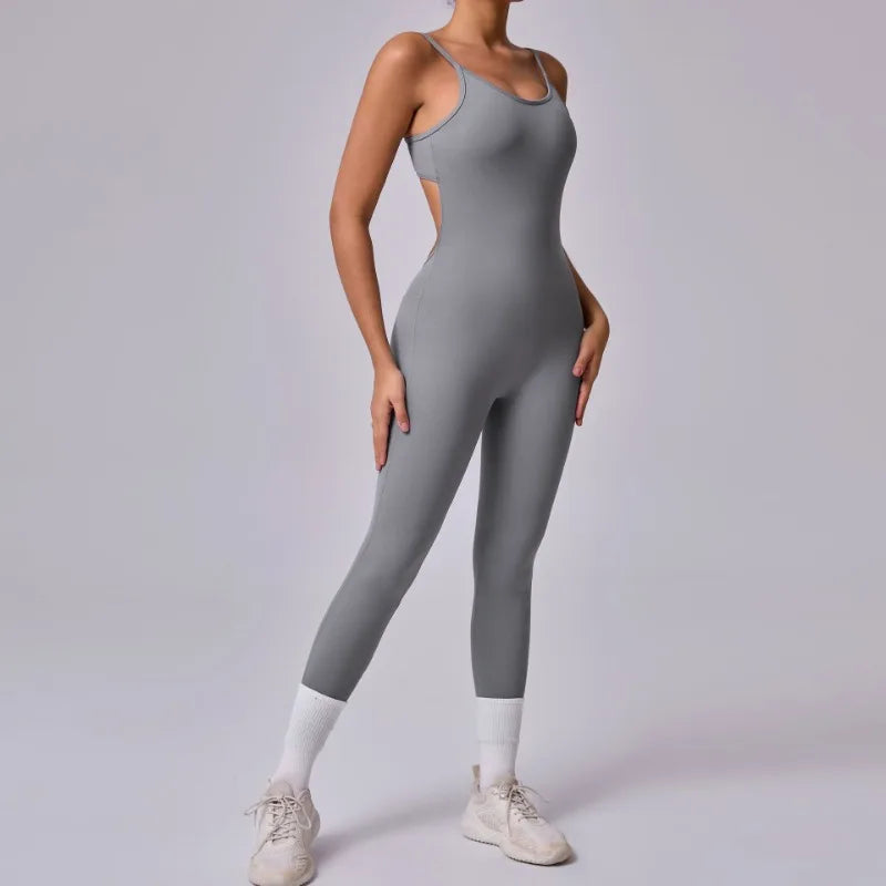 Cralom Yoga Jumpsuit: Tummy Control, Hip Lift, Open Back, Workout One Piece