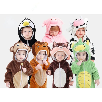 Cralom Monkey Baby Jumpsuit: Cozy Flannel Hooded Kid's Overall