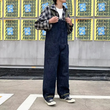 Cralom Adjustable Strap Denim Overalls with Tool Pockets