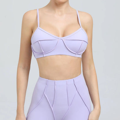 Cralom Sports Bra Top for Women Yoga Running Fitness Gym Slim Strap Back-Tight Fit
