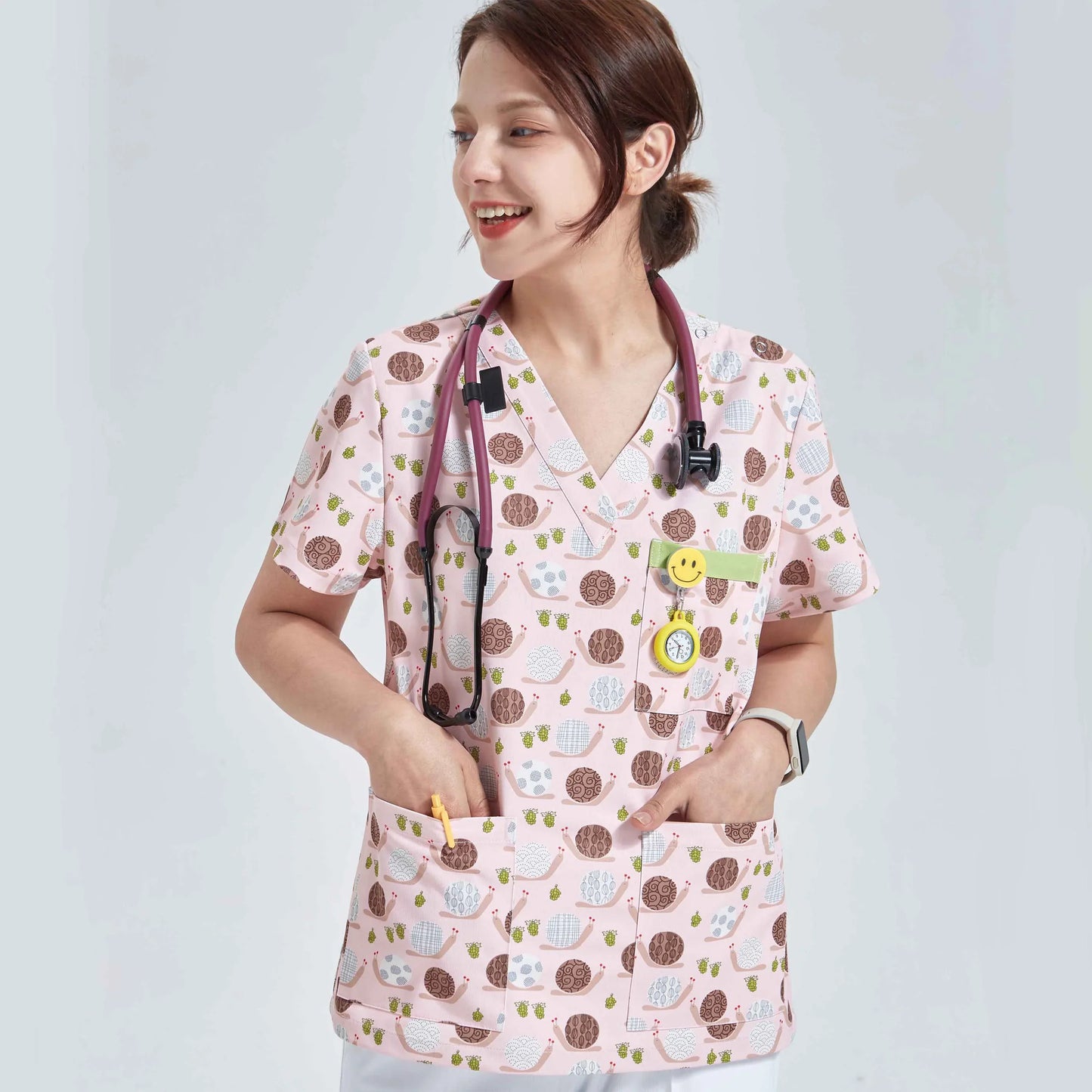 Cralom V-Neck Nurse Scrub Top - Anti-Static Medical Workwear
